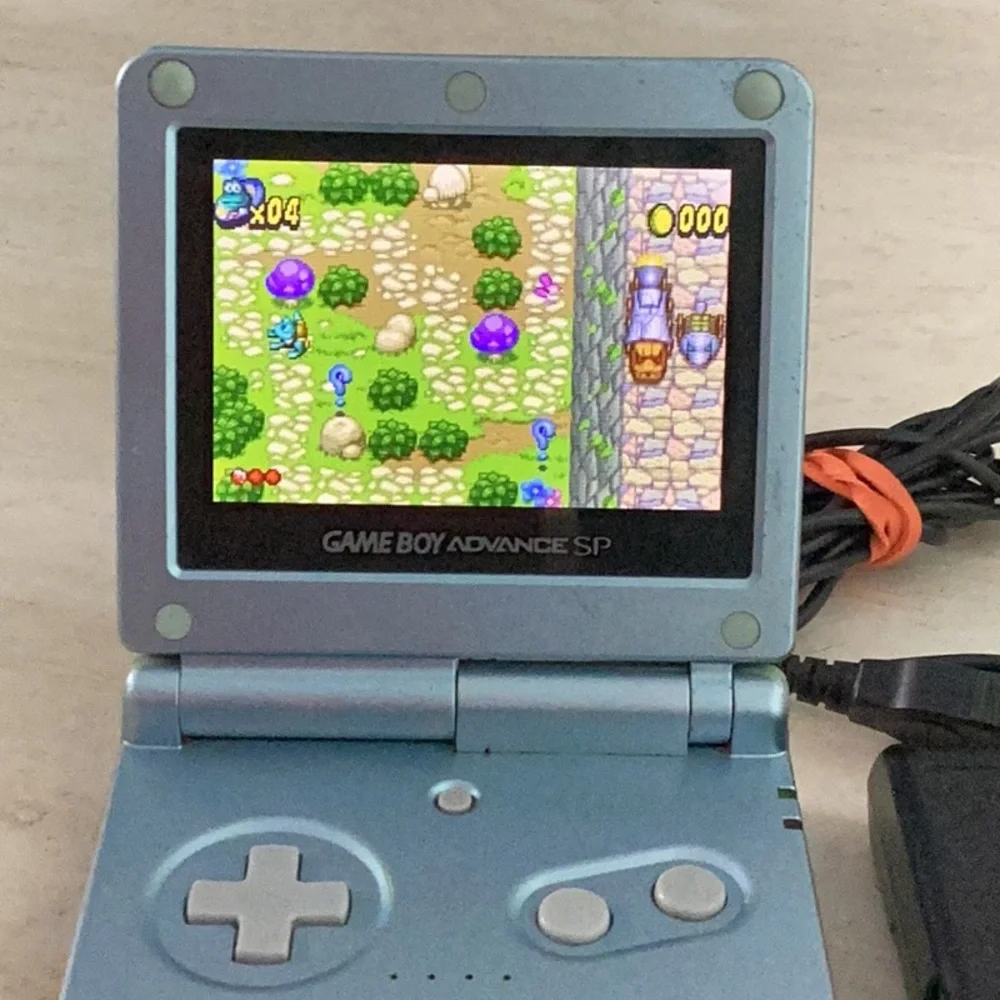 Gameboy Advance SP Console 101 Back Lit AGS-101 Pearl Blue Nintendo GBA Charger